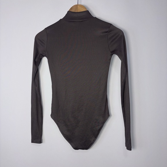 Zara Trafaluc Ribbed Bodysuit Brown Long Sleeve Stretch Slim Fit Size S - Picture 8 of 8